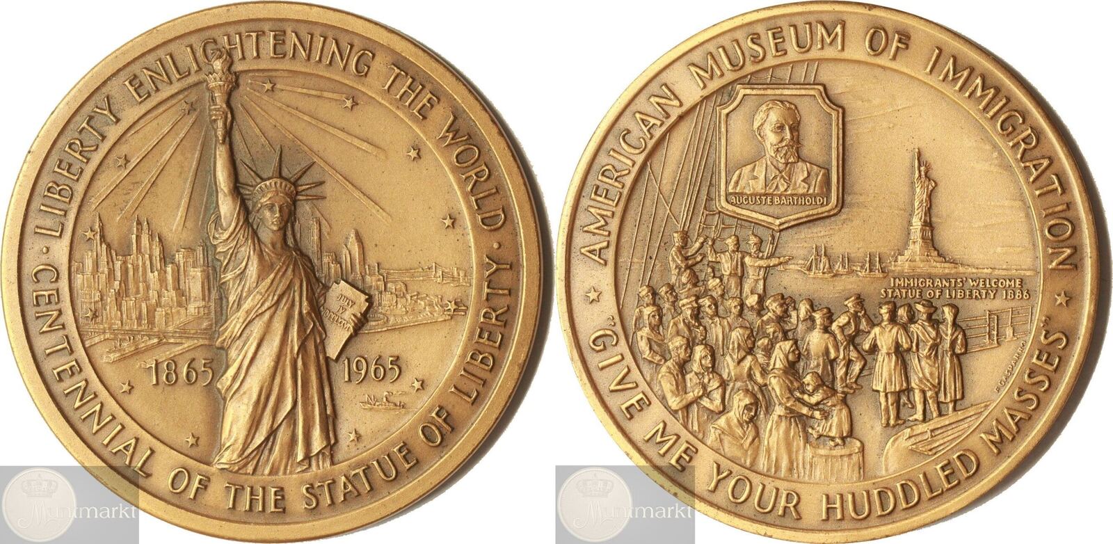 United States of America Historical Medal 1965 Statue of Liberty Centennial  American Museum of Immigration by Medallic Art Co. XF | MA-Shops