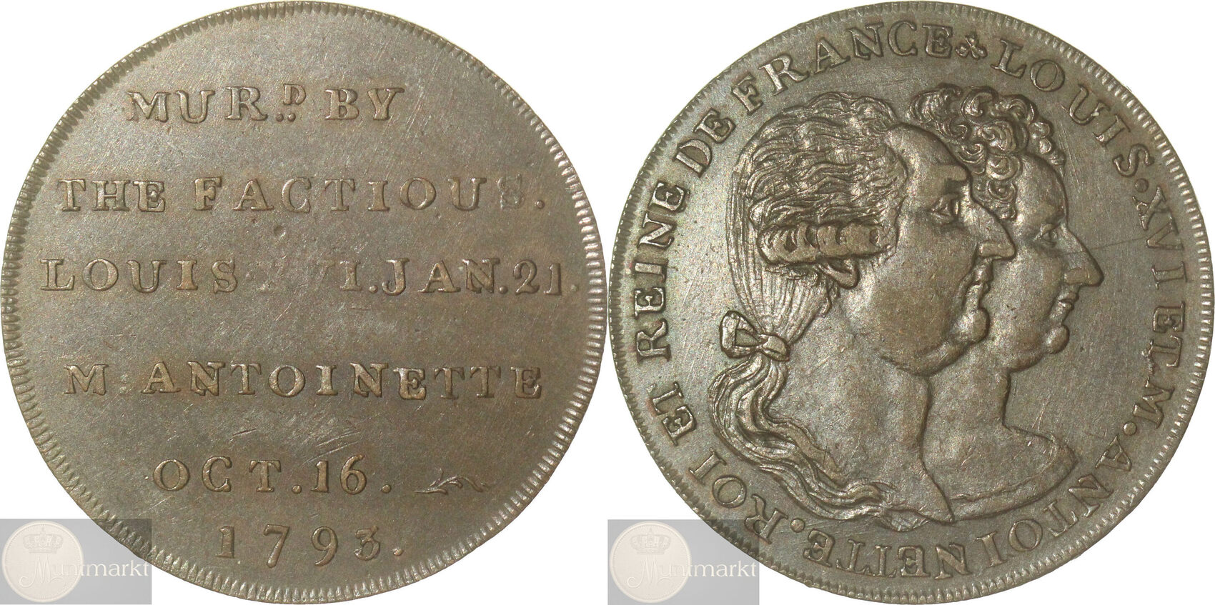 Great Britain Half penny Conder token 1793 Louis XVI & Mary