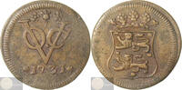 V.O.C. - West-Friesland - Netherlands East Indies Duit jaartal tussen rozetten - Republiek der Zeven Verenigde Nederlanden -