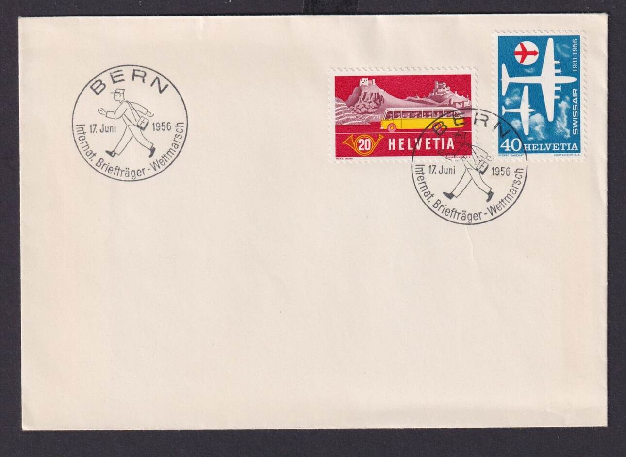 Schweiz Brief Post Postsache Intern BrieftrÃ¤ger Wettmarsch Bern Alpenpost u...