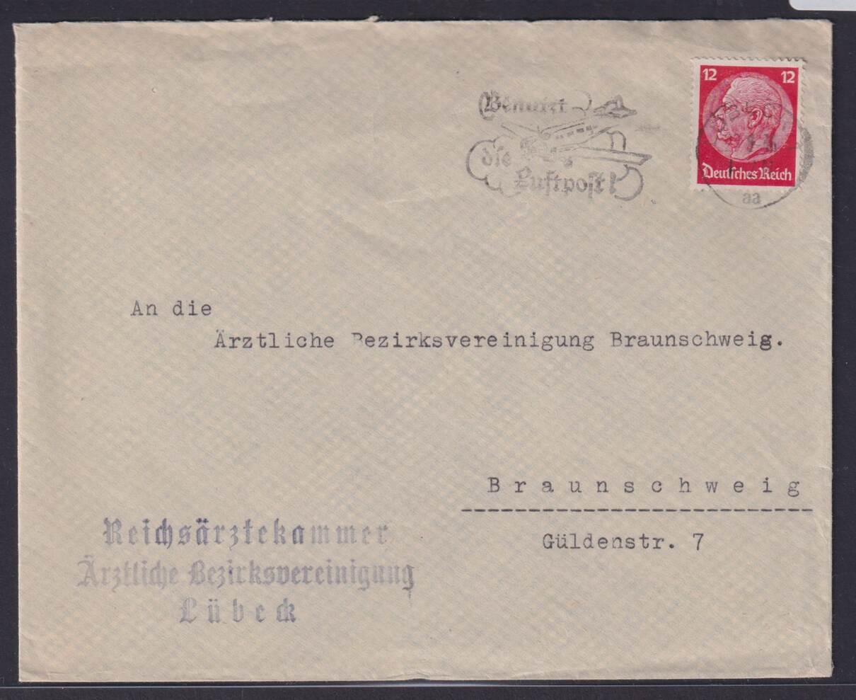 Lübeck Schleswig Holstein Deutsches Reich Brief Postsache SST Benutzt die B...