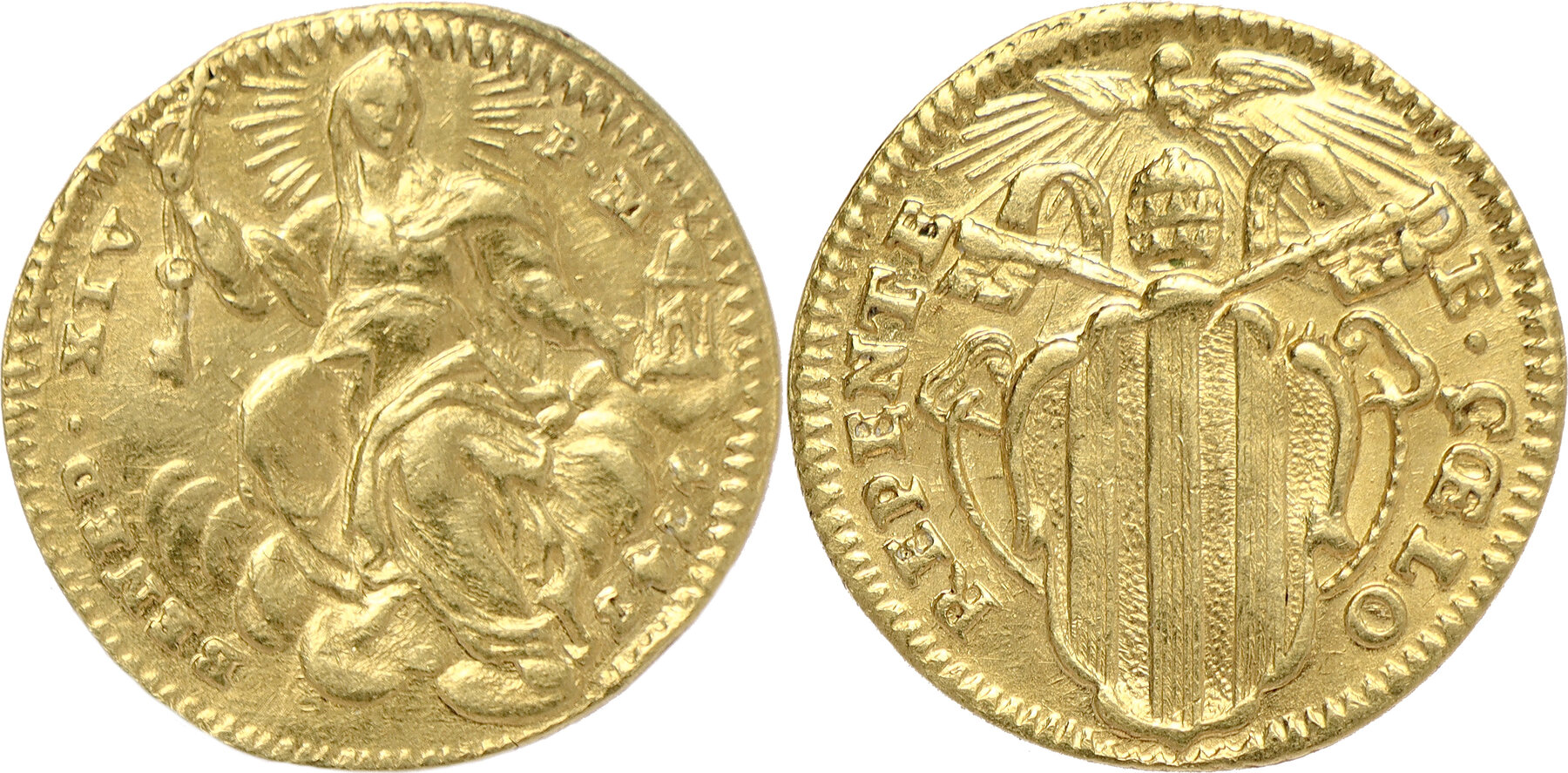 PAPAL STATES 1/2 Zecchino 1743 Benedictus XIV - Rome Mint AEF | MA