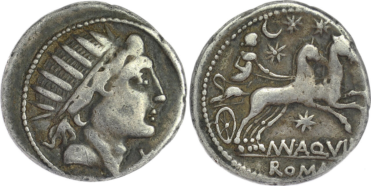 AR Denarius 109108 BC Roman Republic Manius Aquillius AVF, nice