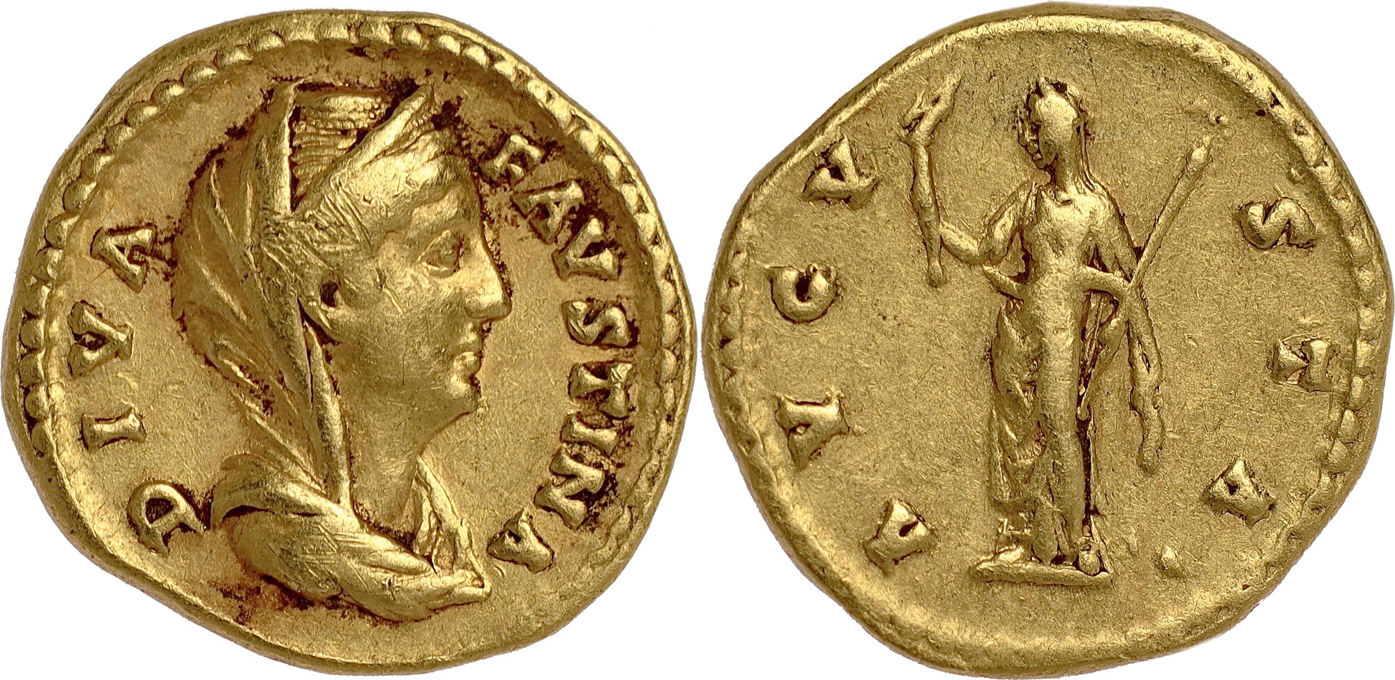 ROMAN EMPIRE AV Aureus after 141 A.D. Nerva–Antonine Dynasty - Diva Faustin...