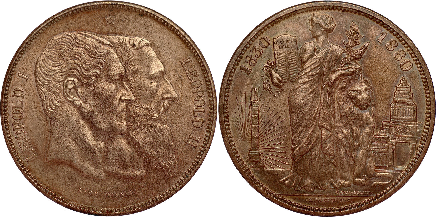 BELGIUM 10 Centimes Module 1880 Kingdom - Leopold II - 50th Anniversary ...