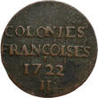 FRENCH COLONIES 9 Deniers 1722 H New France (North America) - Louis XV - La Rochelle Mint AVF