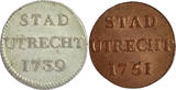 NETHERLANDS Duit 1739 & 1751 Utrecht - LOT of 2 coins AEF/EF