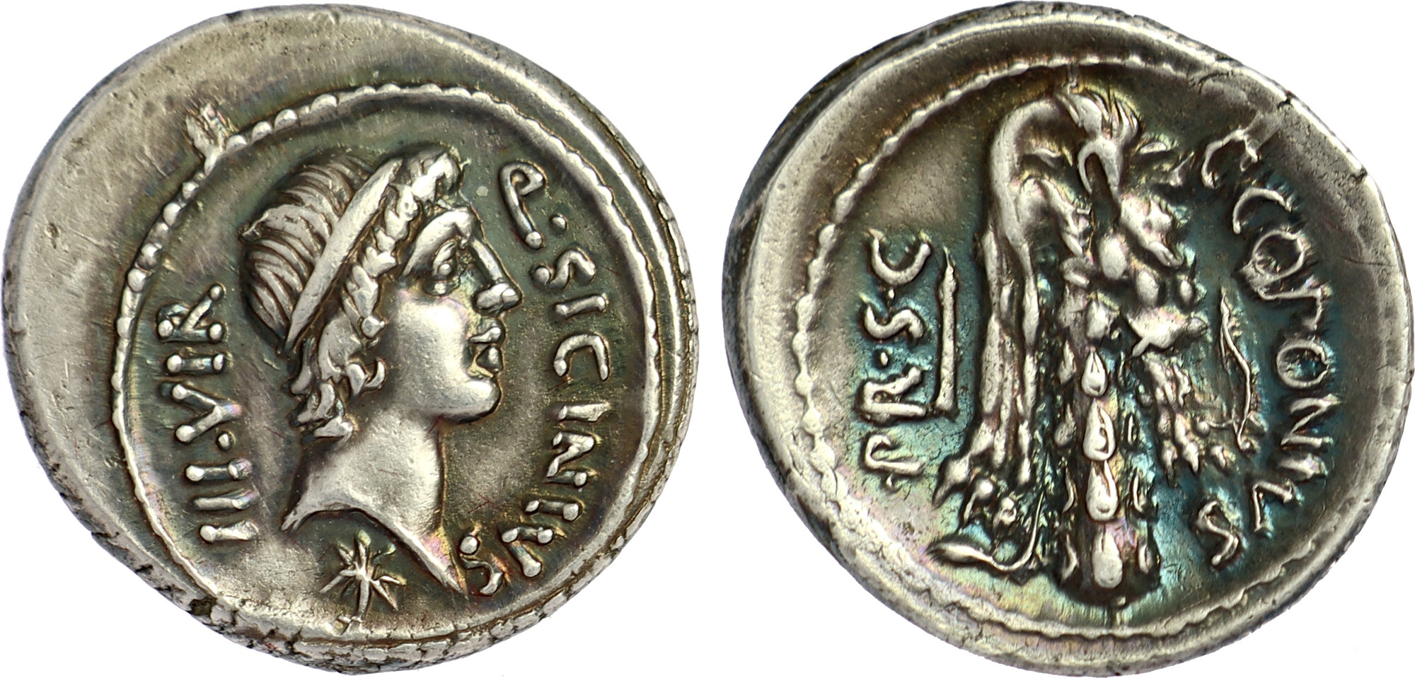 Roman Republic (Imperatorial) AR Denarius 49 BC Quintus Sicinius