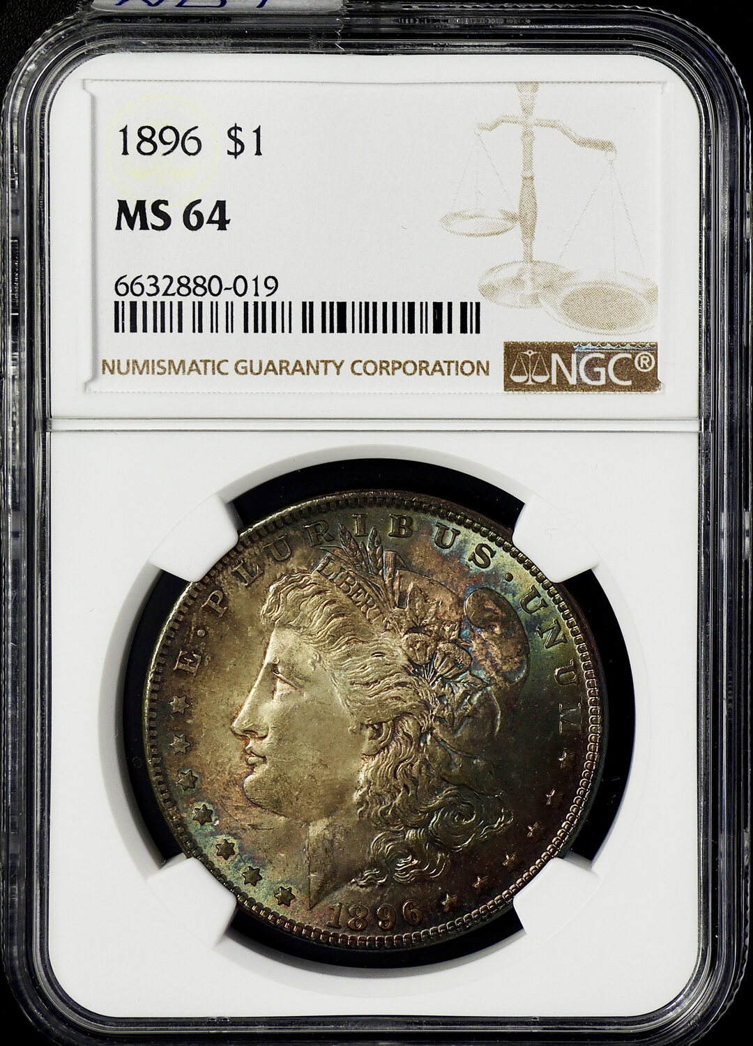 USA $1 SILVER DOLLAR 1896 Morgan Dollar - Philadelphia (no mm.) - choice  rainbow patina NGC MS 64 | MA-Shops