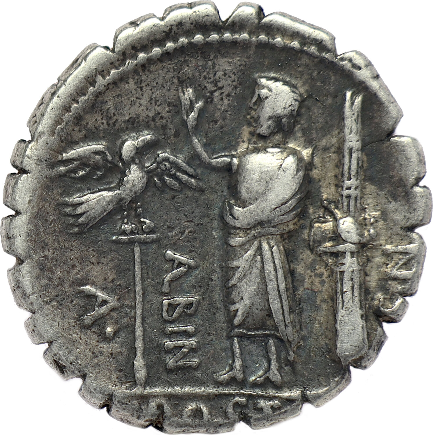 Roman Republic AR Denarius Serratus 81 BC A. Postumius A.f. Sp.n