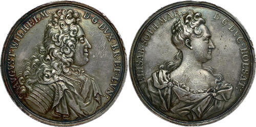 German States AR Medal (4 Taler) n.d. (1710) Duchy of Braunschweig & Lüneburg - August Wilhelm AEF