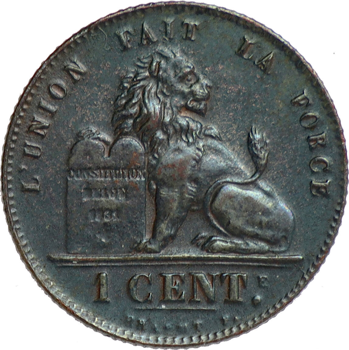Belgium 1 Centime 1907 over 807 FR Leopold II - unlisted overdate