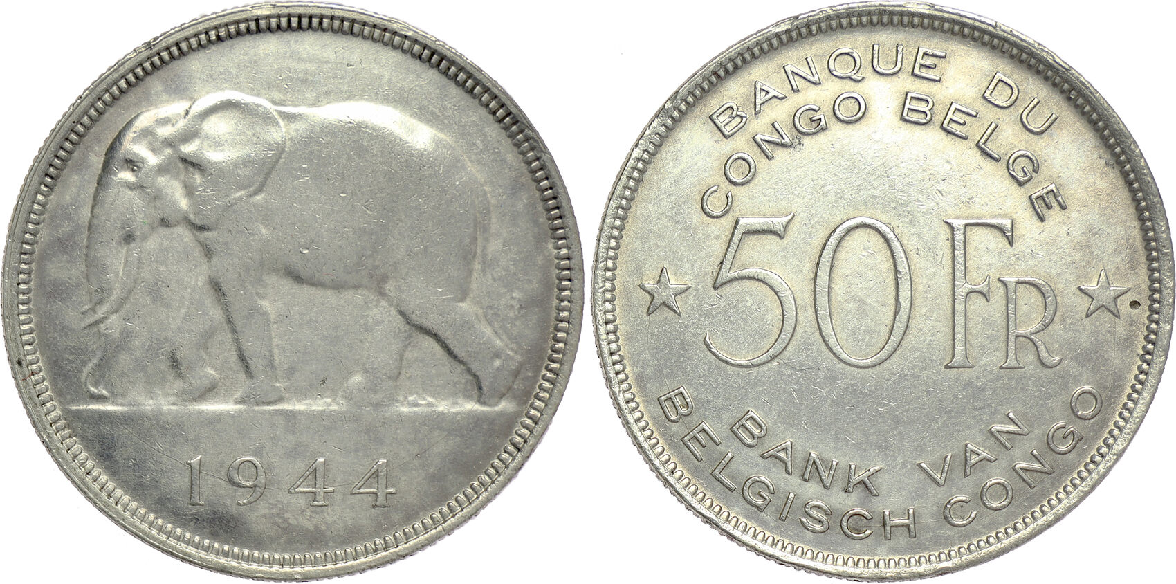 BELGIAN CONGO 50 Francs 1944 Leopold III - Pretoria mint fast BU | MA-Shops