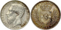 CONGO FREE STATE 1 Franc Leopold II - MINT ERROR with incuse traces ('incuussporen') -