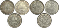 GERMAN EMPIRE 1 Mark 1907+1911+1912 Wilhelm II - LOT of 3 coins ss+/vz+ 133.89 US$  +  52.39 US$ shipping
