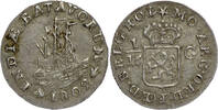DUTCH EAST INDIES 1/16 Gulden or “Zestiende Scheepjesgulden” Batavian Republic -