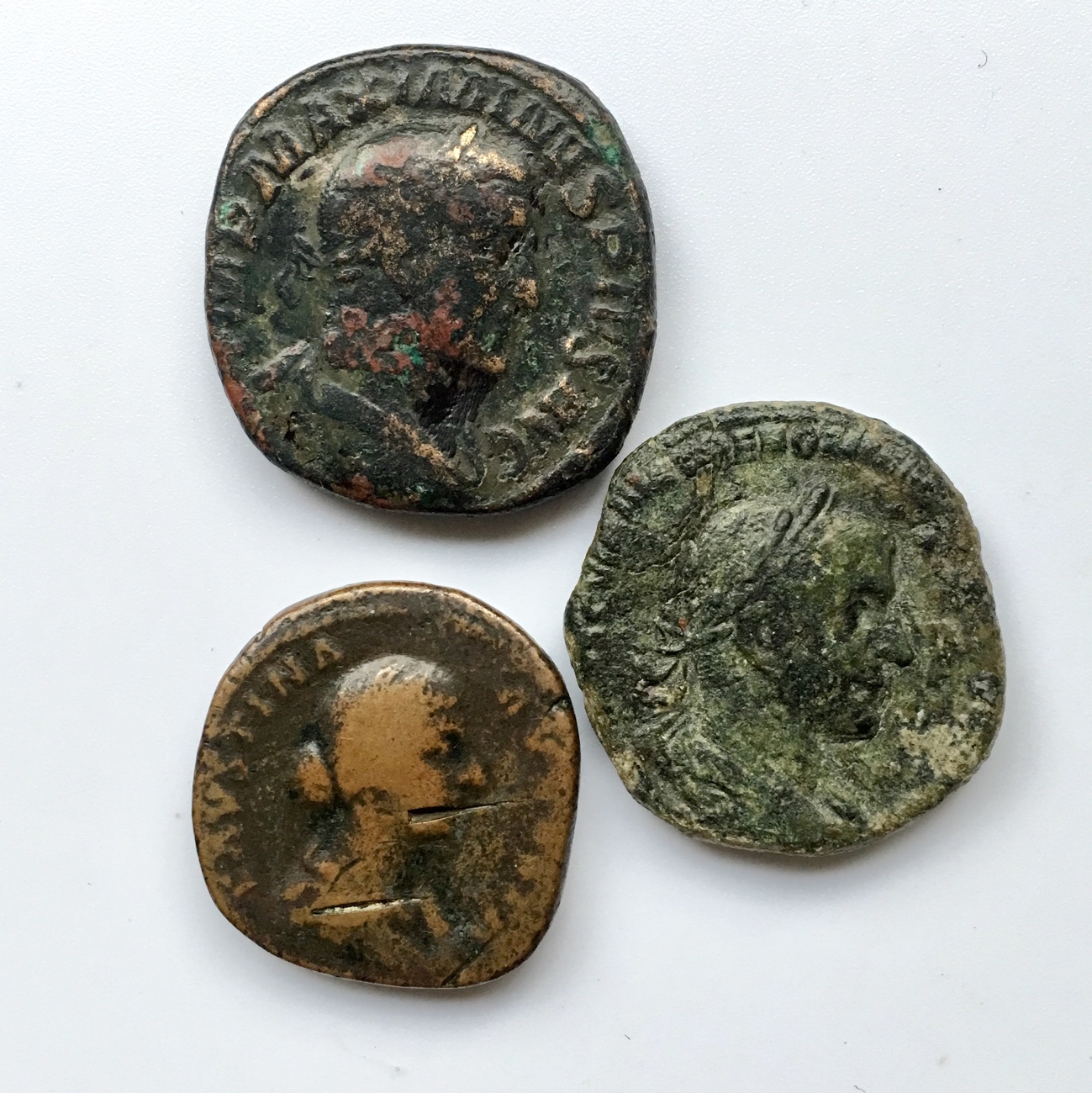 Roman Empire, Lot comprising 3 Sestertii AE Sestertius (2-3 century ...