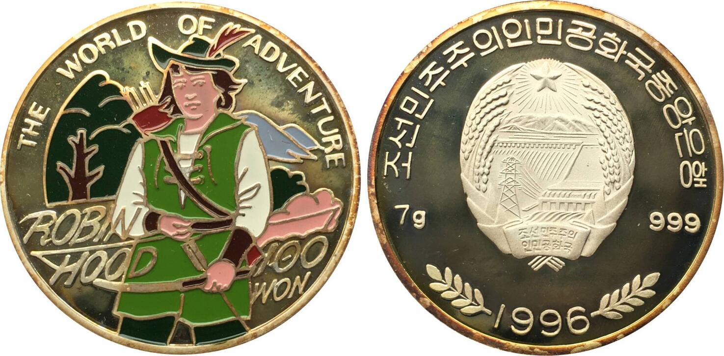 Korea north - 7 g (.999 Ag) World of Adventure (Robin Hood) Proof