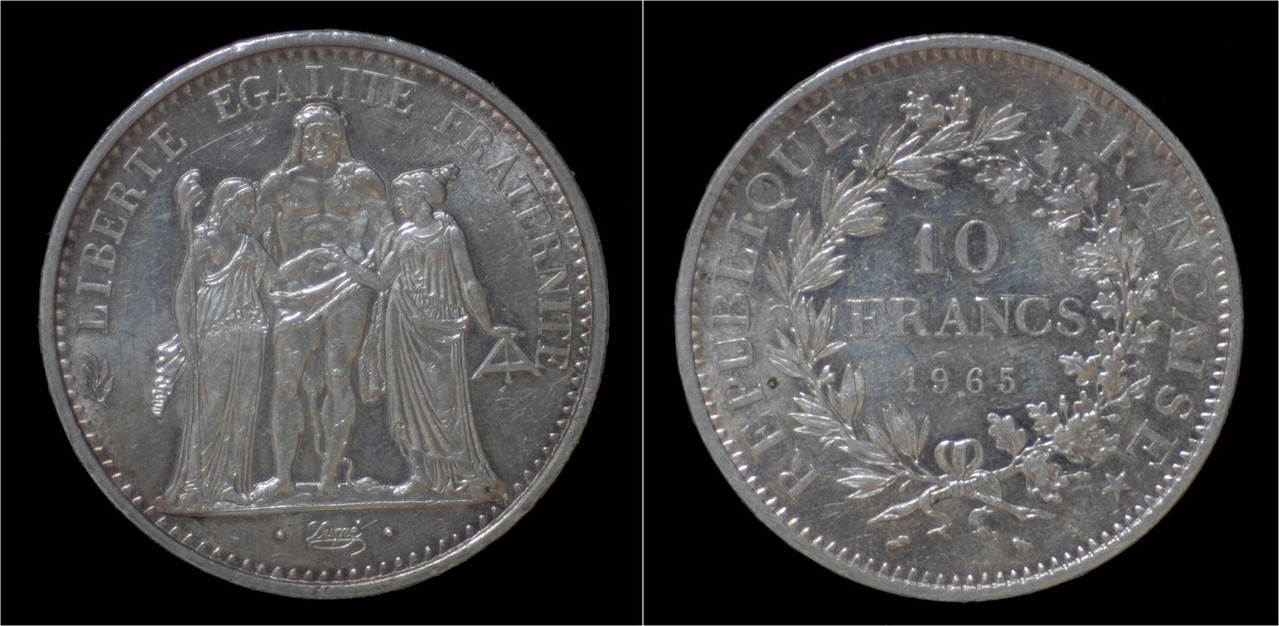Combien Coute Une Piece De 10 Francs France 10 francs 1965 - Hercules. VF+ | MA-Shops