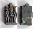 Egypt triad amulet Egypt blue glazed faience triad amulet -