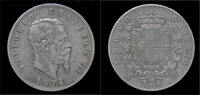 Italy 5 lire Italy Vittorio Emanuele II 5 lire 1874M -