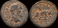 Seleucis and Pieria AE30 Seleucis and Pieria  Laodicia ad Mare Macrinus AE30 She-wolf with twins