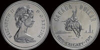 1 dollar 1975 Canada Canada 1 dollar 1975- 100 years Calgary- rodeo-rider proof in capsule