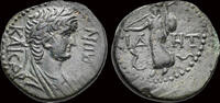 Side AE17 Pamphylia Side Nero AE17 Athena advancing left -