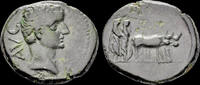 Macedon AE19 Macedon Philippi Tiberius AE19 two priest and oxen -