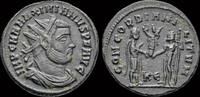 Roman radiate Maximianus Herculius AE radiate Jupiter presents Victory on globe -
