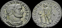 Roman follis Maximian Herculius AE follis Genius standing front -