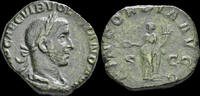 Roman AE sestertius Volusian AE sestertius Concordia standing left -
