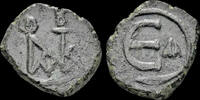 Byzantine pentanummium Justin II AE pentanummium large € -