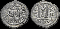 Byzantine follis Justin II & Sophia AE follis Large M -