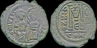 Byzantine follis Justin II & Sophia AE follis Large M -