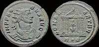 Roman antoninianus Probus AE antoninianus Roma seated in temple -
