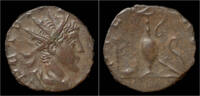 Roman antoninianus Tetricus II billon antoninianus pontificate implements