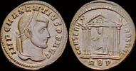 Roman AE follis Maxentius AE follis Roma in hexastyle temple -