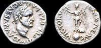 Roman AR quinarius Galba AR quinarius Victory standing left on globe -