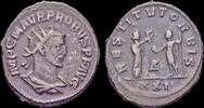 Roman AE antoninianus Probus AE antoninianus female figure presenting wreath to Probus -