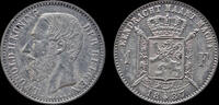 Belgium 1 frank Belgium Leopold II 1 frank 1887VL- L.Wiener (with point) -