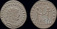 Roman antoninianus Diocletian AE antoninianus emperor receiving Victory on globe from Jupiter -