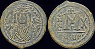 Byzantine follis Maurice Tiberius AE follis Large M -