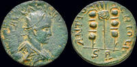 Pisidia AE21 Pisidia Antiochia Valerian I vexilium between two standards -