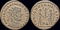 Roman radiate Maximianus Herculius AE radiate Jupiter presents Victory on a globe -