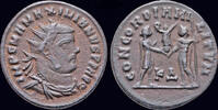 Roman radiate Maximianus Herculius AE radiate Jupiter presents Victory on a globe -