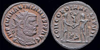 Roman radiate Maximianus Herculius AE radiate Jupiter presents Victory on a globe -