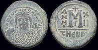 Byzantine follis Maurice Tiberius AE follis Large M -