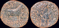 Spain AE As Spain Augustus AE As bull standing right -