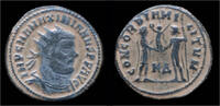 Roman post-reform radiate Maximian bronze post-reform radiate emperor standing right -